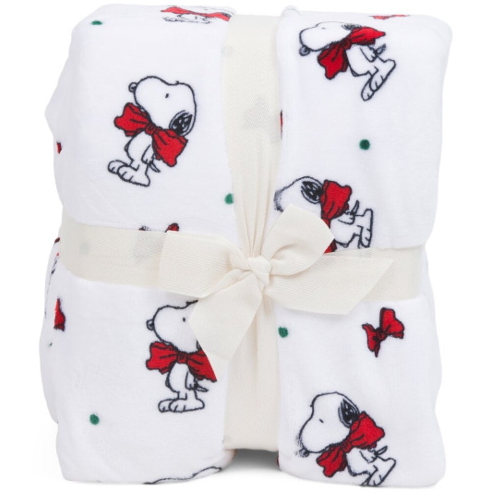 Snoopy Holiday Bows Blanket - NWT